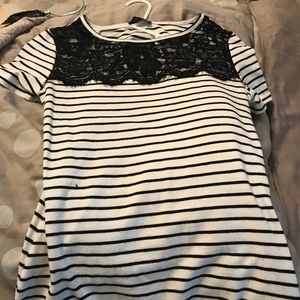 shirt- cute, black and white with lace at the top